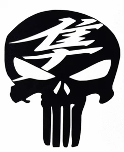 PUNISHER KANJI HAYABUSA MOTORCYCLE SKULL DECAL STICKER - Foto 1 di 12