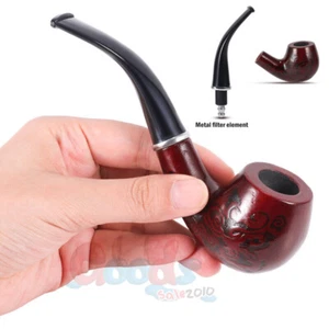 Premium Wooden Wood Smoking Pipe Tobacco Cigarettes Cigar Pipes Enchase Gifts - Picture 1 of 14
