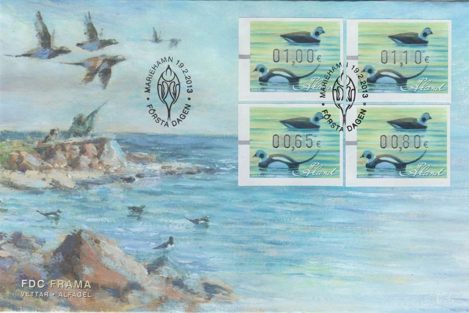 Cajero automático Hunter Hunting Ducks Frama Aland Finlandia como nuevo FDC 2013 Foto 1 de 1