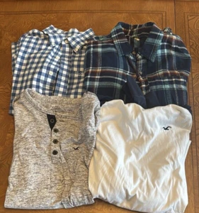 Mens Lot of 4 LS Shirts - Sz Med Hollister Flannel Button Henley - Picture 1 of 18