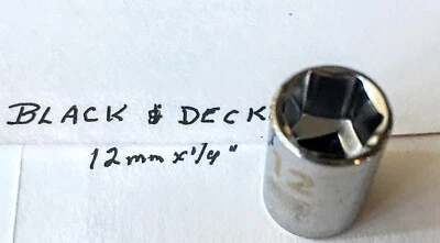 Black & Decker  12 mm x 1/4"  Dr Standard Socket 6 Point Free USA Shipping - Image 1 of 3