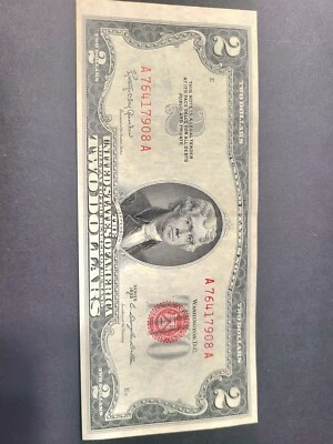 1953C $2 Two Dollar Note Red Seal Circulated - FR 1512 - Image 1 of 2