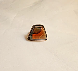 Sterling Ring w Montana Agate Sz. 8-1/4th (1639) - Picture 1 of 11