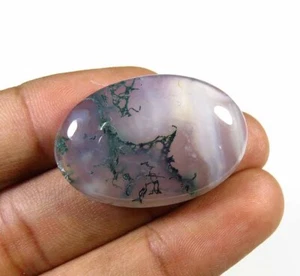Handgefertigter ovaler Cabochon Moosachat 31 x 21 mm 31 kt natürlicher grüner Edelstein MS-124 - Bild 1 von 9