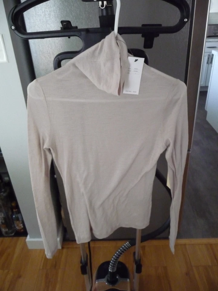 VERTIGO PARIS TENDENCIA BEIGE TRANSPARENTE CUELLO TORTUGA MANGA LARGA 100% LANA TALLA GRANDE NUEVO Foto 1 de 4