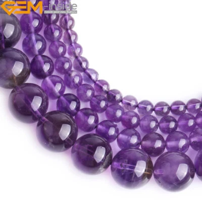 GEM-INSIDE Cuentas sueltas de cuarzo amatista púrpura claro de piedras preciosas naturales para hacer joyas de 15"