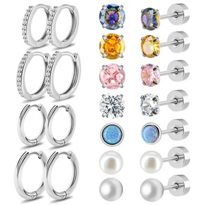 Hypoallergenic Flat Back Earrings for Women, Titanium Surgical Stainless Stee... - Picture 1 of 7