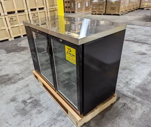 New 48" Beer Refrigerator Back Bar 2 Door Glass Bottle Cooler Commercial NSF ETL - Picture 1 of 9