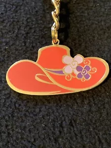 Vintage Red Hat Society With Purple Bow Gold Toned Metal Keyring Keychain - Picture 1 of 9