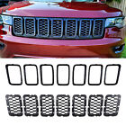 For 2017-2021 Jeep Grand Cherokee Front Honeycomb Grill Cover Inserts Trim Ring