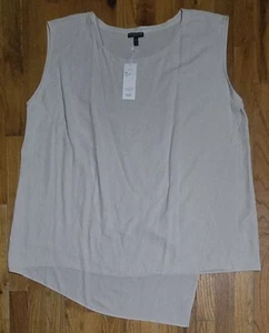 Neu mit Etikett Eileen Fisher Seide Georgette Krepp Tunika Top Knochen asymmetrisch Gr. 2X $ 318 - Bild 1 von 16