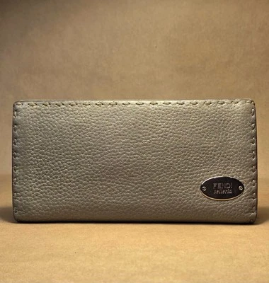 Cartera FENDI Selleria de cuero larga plegable gris/8BF0081 Foto 1 de 4