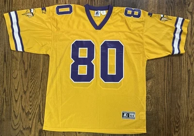 Camiseta de fútbol americano XXL dorada alternativa de colección Starter Minnesota Vikings Cris Carter #80 Foto 1 de 4