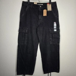 NWT Levi's '94 Baggy Black Cargo 31x30 Denim Pants Twill Adjustable Hem Mid Rise - Picture 1 of 12