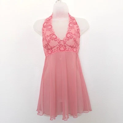 Top Halter Babydoll Victoria's Secret Talla XS Encaje Transparente Coqueta Hada Romántico Foto 1 de 4