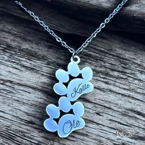 Edelstahl Halskette -2er Hundepfoten/ Katzenpfoten/Erinnerungs-Schmuck/mit Namen - Bild 1 von 4