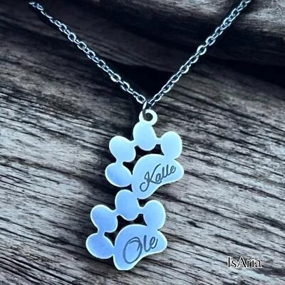 Edelstahl Halskette -2er Hundepfoten/ Katzenpfoten/Erinnerungs-Schmuck/mit Namen - Bild 1 von 4