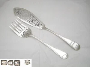RARO JUEGO DE SERVIR PESCADO EDUARDIANO HM PLATA ESTERLINA 1906 - Imagen 1 de 6