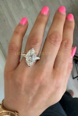 Enorme Anillo de Diamantes F VS1 7.70 Ct Marquesa Laboratorio Diamante Cultivado CERTIFICADO IGI Foto 1 de 4