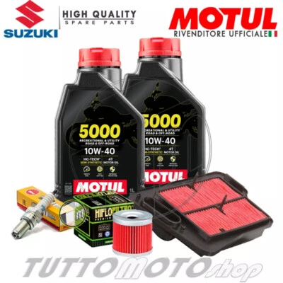 MOTUL - NGK - HIFLO Tagliando SUZUKI Burgman 400 2007-2017 / Kit Olio Motul 5000 + Filtri Candela