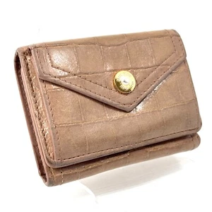 Cartera MIU MIU Love Letter Cuero Croco-Repujado Tríptico Compacto Beige Auténtica - Imagen 1 de 24