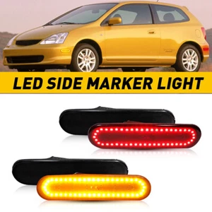 For 02-05 Honda Civic Si EP3 3DR Smoked + Front Rear LED Side Marker Lights 4X - Picture 1 of 12