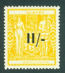 SG F215 New Zealand 1940-58. 11/- on 11/- yellow. A very fine lightly mounted.. - Picture 1 of 1