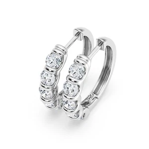 1 Ct Lab Grown Diamond Hoop Earrings in 14K White Gold EF Color VS Clarity - Picture 1 of 5