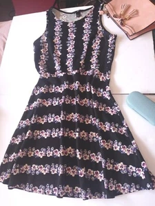 Woman black sleeveless dress size L floral print - Picture 1 of 6