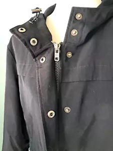 Size Large (12-14) Black Snap Zip Spring Jacket Hooded - Picture 1 of 14