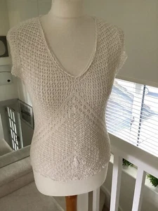 Anne Brooks Debenhams Petite White Top Size M Viscose Lined Hand Wash VGC - Picture 1 of 5