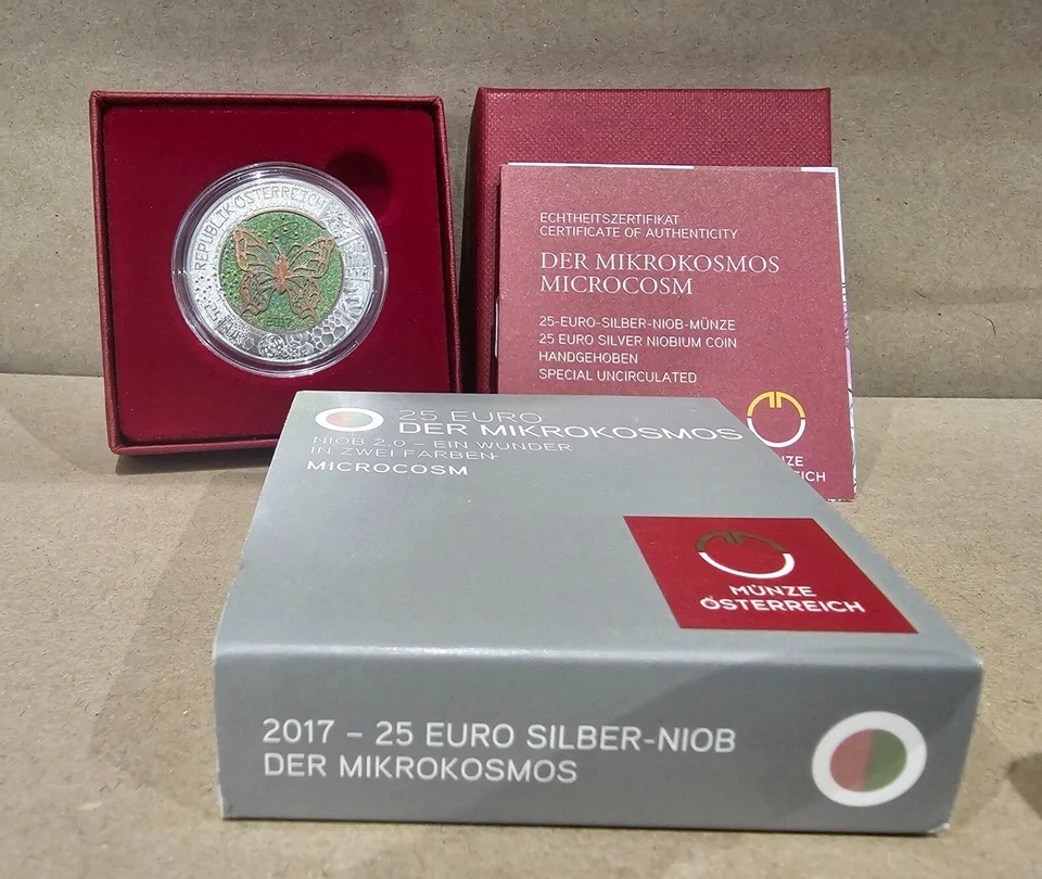 Coffret 25€ Euros Autriche Argent 900 Niobium 2017 ''Microcosme'' - Photo 1/2