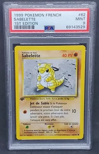 Pokemon PSA 9 MINT French Sandshrew Sabelette 62/102 1st Edition Base Set s#3529 - Picture 1 of 2