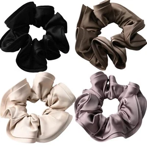 Satin Hair Scrunchiespack of 4 Assorted colorsblackbrowngreybeigeall hair typ... - Picture 1 of 9
