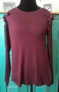 Camiseta para mujer Moral de fibra manga larga en T, volantes, NET talla L - Imagen 1 de 5
