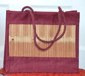 Natürliche umweltfreundliche Jute Sackleinen Stroh handgewebte Tasche Baumwolle gewebter Griff - Bild 1 von 5