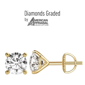 1.60 Carat F VS2 Certified Lab Diamond Martini Style Studs 14K Yellow Gold - Picture 1 of 4