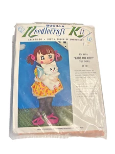 Vintage Bucilla Needlecraft Kit - " Katie and Kitty" - Picture 1 of 2