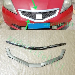 2x Para Honda Fit Jazz 2008-2010 Coche Parrilla Superior Delantera ABS Plata Marco Decorativo - Imagen 1 de 1