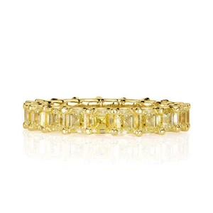 2ct VS1 Asscher Cut Yellow Lab Grown Diamond 18k Gold Eternity Band Wedding Ring - Picture 1 of 7