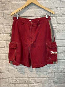 Pantalones cortos de carga vintage Tommy Hilfiger para hombre BoardSport rojos algodón talla 30 - Imagen 1 de 5