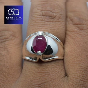 Real Pigeon Blood Unheated Untreated Ruby Ring Real Dark Blood Red Ruby Ring - Picture 1 of 4
