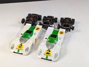 Aurora AFX Gulf Porsche 917 #2 Green White Two HO Scale Slot Cars 3 Chassis - Picture 1 of 21