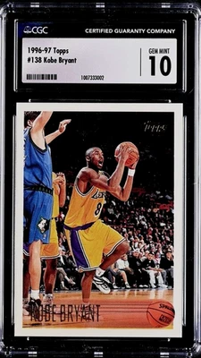 Tarjeta de novato Kobe Bryant/Lakers 1996-97 Topps baloncesto radiocontrol #138 gema como nueva CGC 10 Foto 1 de 2