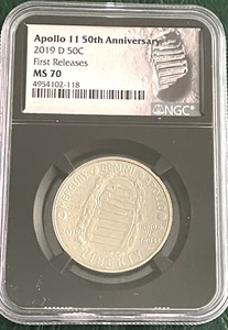 2019 D 50C Apollo 11 50th Anniversary Half Dollar NGC MS70 First Releases - Picture 1 of 2