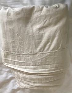 Wamsutta King SZ BEIGE Damask Striped 100% Cotton Sheet 1 Flat - Picture 1 of 5