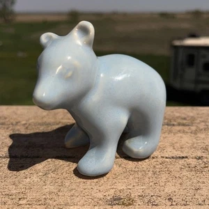 Vintage SHAWNEE Pottery Miniature Bear Figurine 3.25” X 2.5” Blue - Picture 1 of 7