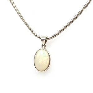 925 Silber Anhänger Opal 5.94ct Oval Schliff Halskette Sterling Schmuck Kette - Picture 1 of 16