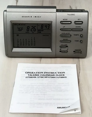 VTG SHARPER IMAGE UT8805 Digital Talking Calendar Alarm Clock + Manual WORKS EUC - Image 1 of 4