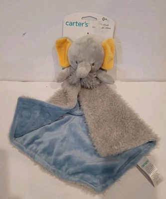 NUEVO Carter's Gris Elefante Lovey Seguridad Bebé Manta Blankie Peluche Nuevo con Etiquetas Azul Foto 1 de 4